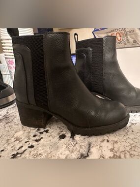 MIA Black Chelsea Lug Heel Ankle Boots